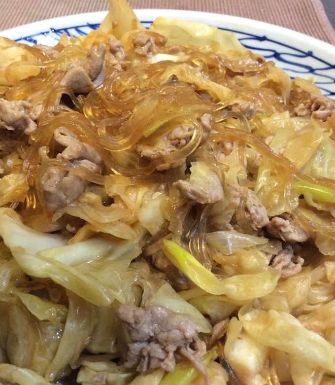 簡単！キャベツたっぷり、春雨、豚肉炒め-レシピのメイン写真