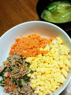 ☆野菜いっぱいそぼろ三色丼☆-レシピのメイン写真