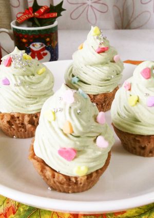 クリスマス☆レンジで抹茶のカップケーキ-レシピのメイン写真