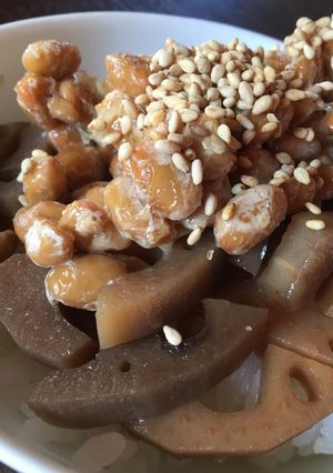レンコンの甘煮と納豆のご飯-レシピのメイン写真