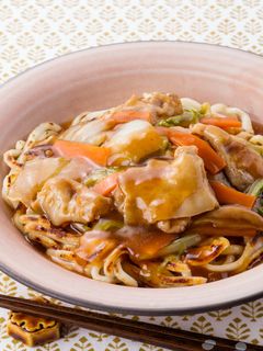 白菜と豚肉の和風あんかけ焼きうどん-レシピのメイン写真
