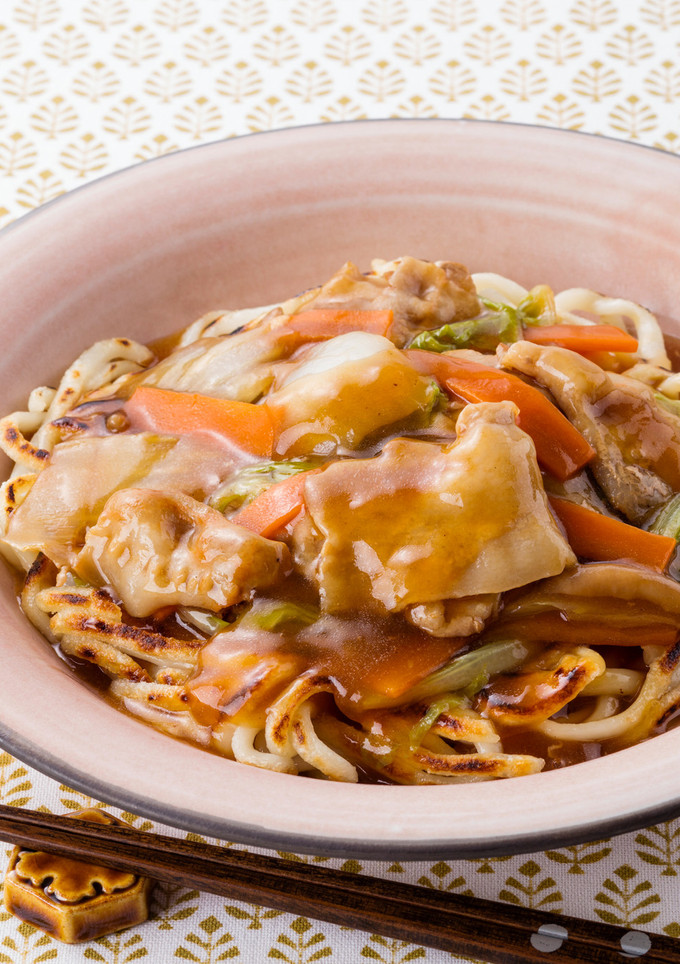 白菜と豚肉の和風あんかけ焼きうどん-レシピのメイン写真