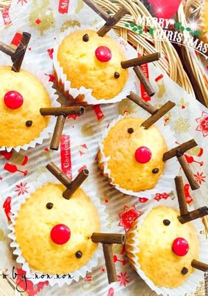 Xmas マフィンで赤い鼻のトナカイさん-レシピのメイン写真