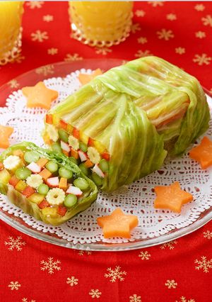 クリスマス☆彩り野菜のゼリー寄せ-レシピのメイン写真