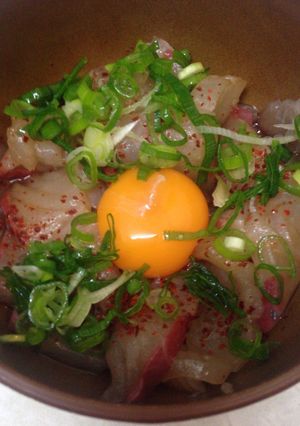 超簡単！お魚ユッケ(シマアジ)-レシピのメイン写真