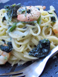 お手軽!エビとほうれん草のクリームパスタ-レシピのメイン写真