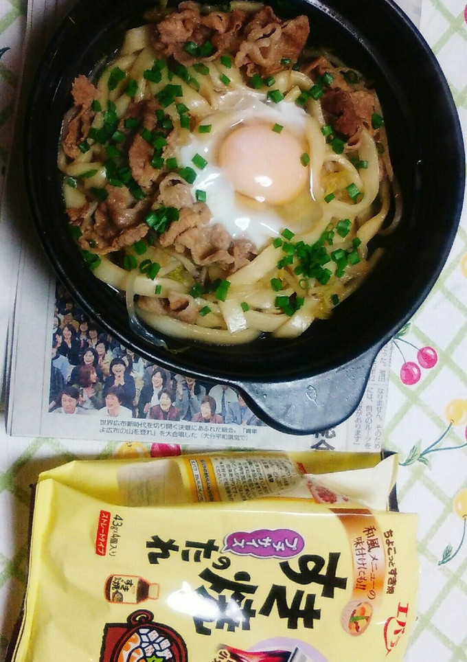 プチすき焼きたれで簡単節約豚すきうどん♪-レシピのメイン写真