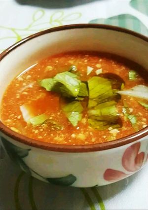 ヨーグルトとトマトジュースの温スープ-レシピのメイン写真