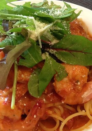 エビとホタテとベーコンのトマトパスタ♡-レシピのメイン写真