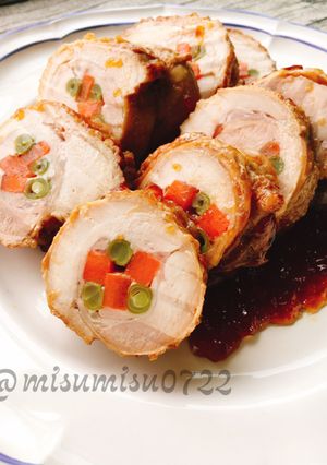 【作り置き】鶏もも肉の人参インゲン巻き-レシピのメイン写真