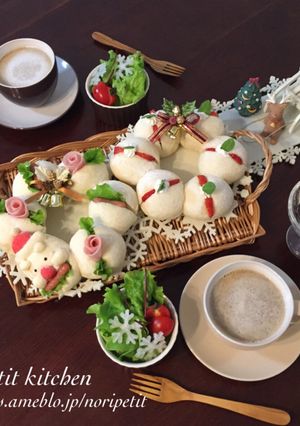 クリスマスリース風♡ちぎりパンサンド♡-レシピのメイン写真