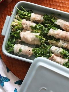 レンジで簡単 豚バラと豆苗の蒸ししゃぶ-レシピのメイン写真