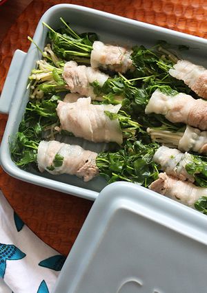レンジで簡単　豚バラと豆苗の蒸ししゃぶ-レシピのメイン写真