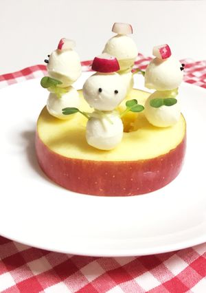 チェリーモッツァレラチーズで雪だるま♡-レシピのメイン写真