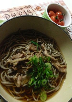 生姜入り肉キノコ蕎麦-レシピのメイン写真
