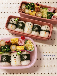 クリスマス 雪だるま弁当 幼稚園-レシピのメイン写真