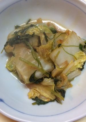 簡単 白菜・豆苗・パクチーのポン酢炒め-レシピのメイン写真