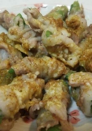 スナップえんどうの肉巻き♪チーズカレー味-レシピのメイン写真