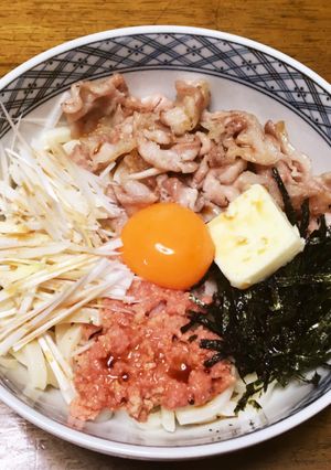 豚肉と明太子の釜玉うどん-レシピのメイン写真