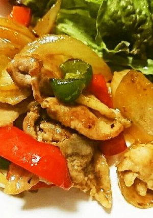 豚こま肉と玉ねぎとパプリカのたれ炒め-レシピのメイン写真
