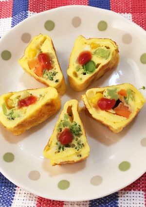 離乳食後期〜幼児食★ミックスベジで卵焼き-レシピのメイン写真