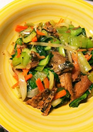 サンマの蒲焼き缶で野菜炒め-レシピのメイン写真