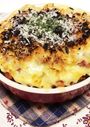 もやしたっぷりハンバーグのタネでグラタン-レシピのメイン写真