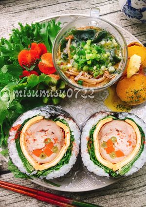チキンロール大葉チーズおにぎらず(動画有-レシピのメイン写真