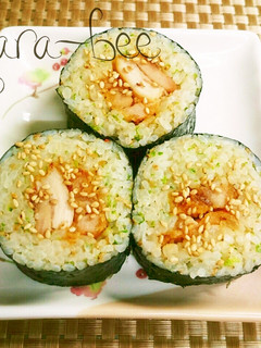 たぬきご飯でスイチリマヨ唐揚げおにぎ巻き-レシピのメイン写真