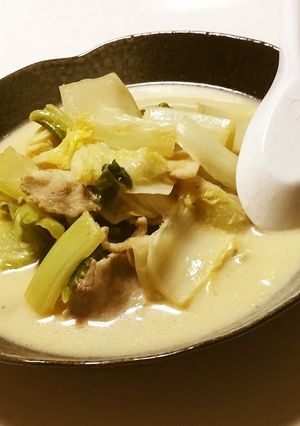 ロカボ朝食 豚バラと白菜のミルク鍋-レシピのメイン写真