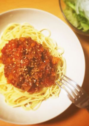 簡単パスタ！ミートソーススパゲティ！-レシピのメイン写真