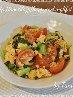 トマトとチンゲン菜の卵炒め-レシピのメイン写真