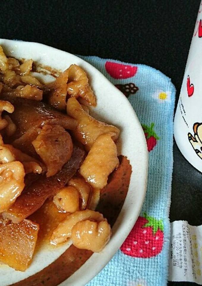 冷凍こんにゃくと鶏皮の照り焼きつまみ。-レシピのメイン写真