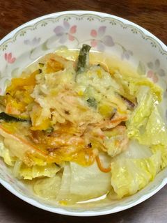 白菜とかき揚げ天ぷらの煮物-レシピのメイン写真