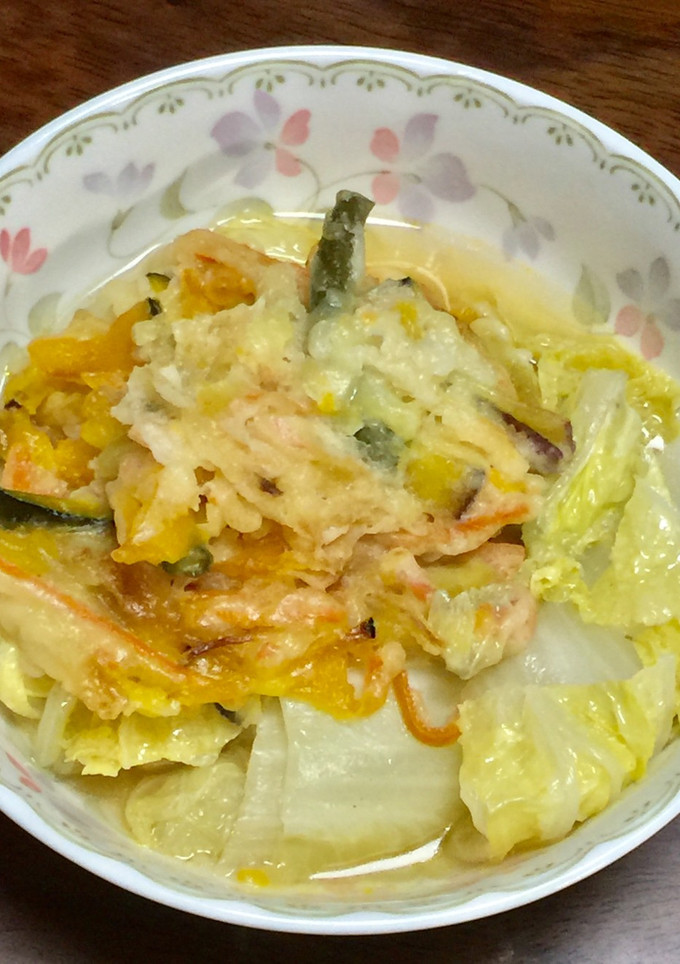 白菜とかき揚げ天ぷらの煮物-レシピのメイン写真