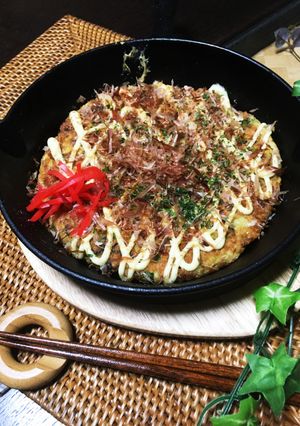 たっぷりネギ入り!マヨ醤油お好み焼き-レシピのメイン写真