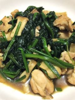 鶏肉とほうれん草&エリンギ炒め-レシピのメイン写真