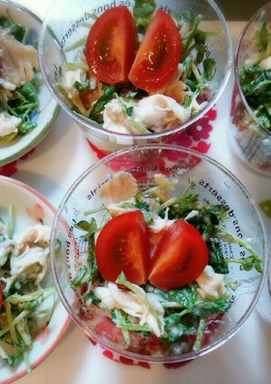 ＊ササミと豆苗の梅マヨカップサラダ＊-レシピのメイン写真
