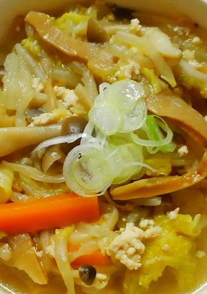白菜ときのこ 挽き肉とメンマの中華スープ-レシピのメイン写真