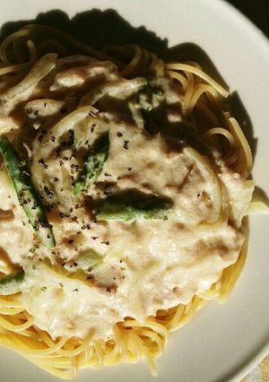 ツナとアスパラのクリームパスタ-レシピのメイン写真