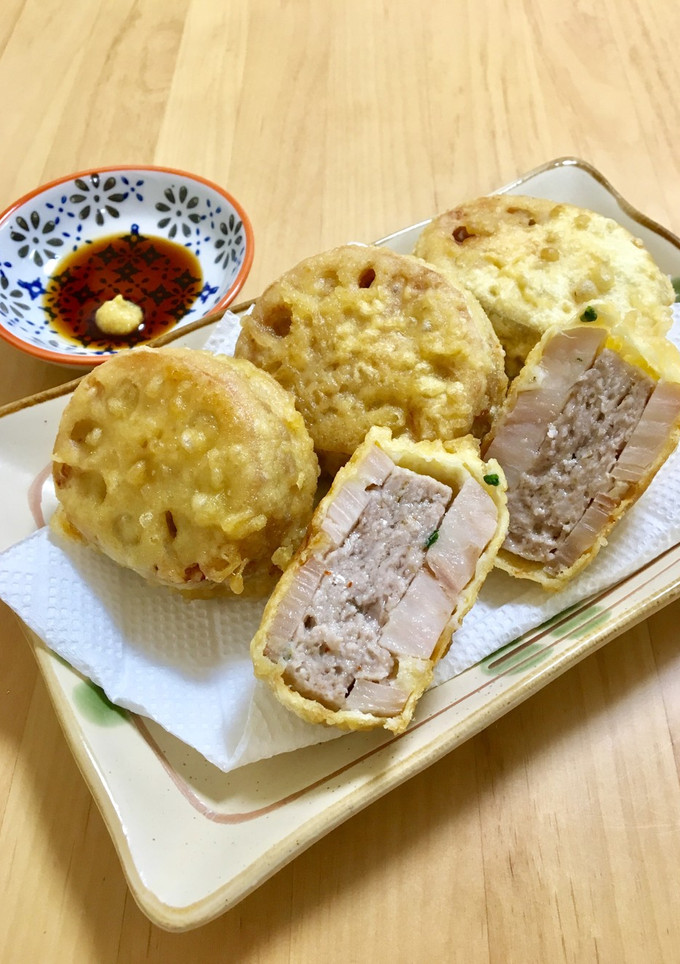 肉汁ジューシー♡蓮根のはさみ揚げ-レシピのメイン写真