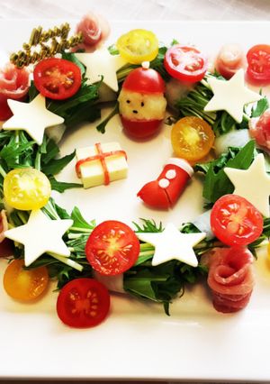 クリスマスリースサラダ-レシピのメイン写真