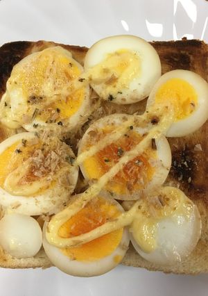 味付け卵のおかかマヨトースト-レシピのメイン写真