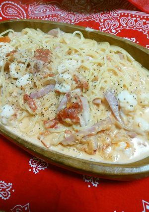 トマトソースDE水漬けエビクリームパスタ-レシピのメイン写真