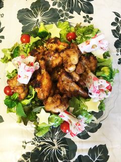 クリスマスリースサラダ&手羽元の唐揚げ-レシピのメイン写真