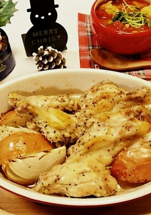 手羽元と玉ねぎのローズマリーオイル焼き-レシピのメイン写真