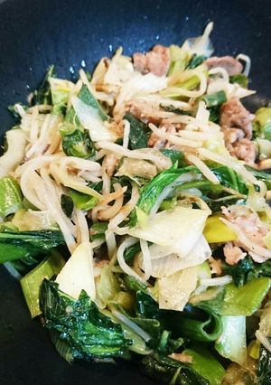 風邪に負けない！ネギたっぷり肉野菜炒め-レシピのメイン写真
