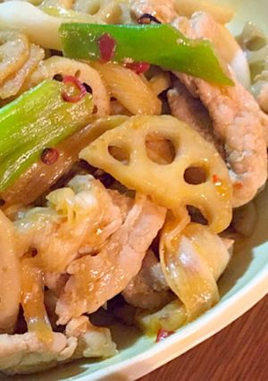 豚バラと蓮根のピリ辛炒め-レシピのメイン写真