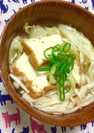 厚揚げ・キャベツ・えのき茸のお味噌汁♬-レシピのメイン写真