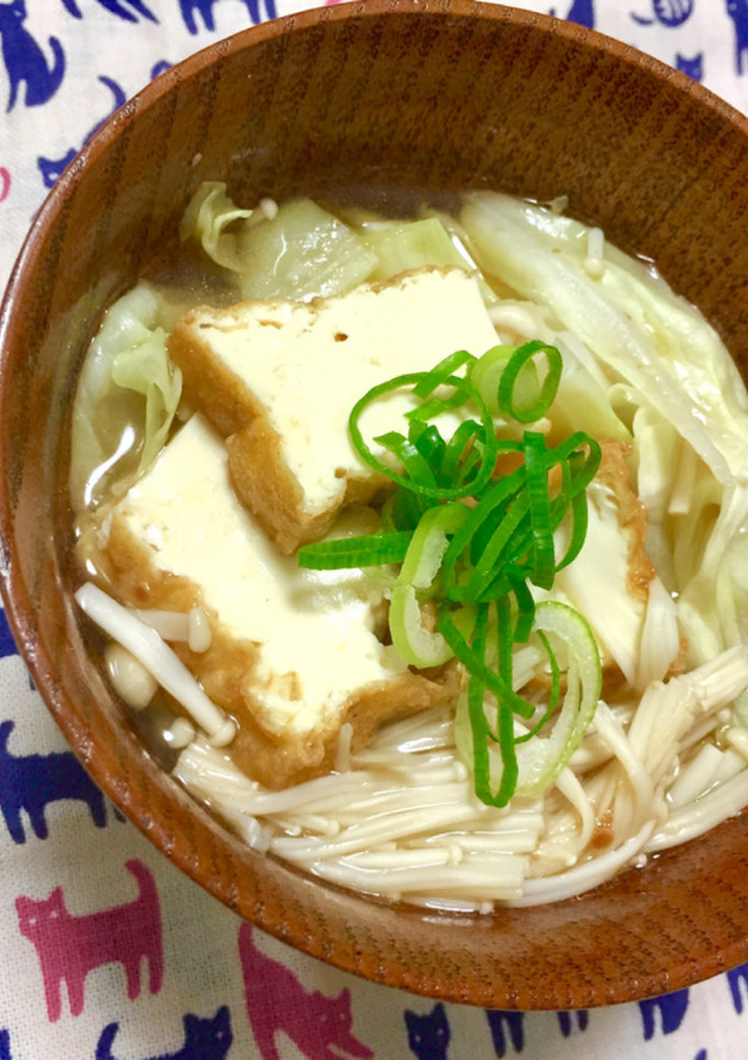 厚揚げ・キャベツ・えのき茸のお味噌汁♬-レシピのメイン写真